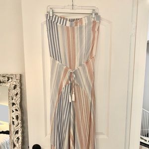 Striped Maxi Dress Synched at Waist - Size M